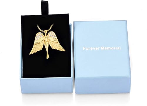 Miniatura 7 de Imrsanl Joyería de cremación con dije de ángel para dama, medallón conmemorativo de ceniza, collar de urna para cenizas, alas, joyería de recuerdo
