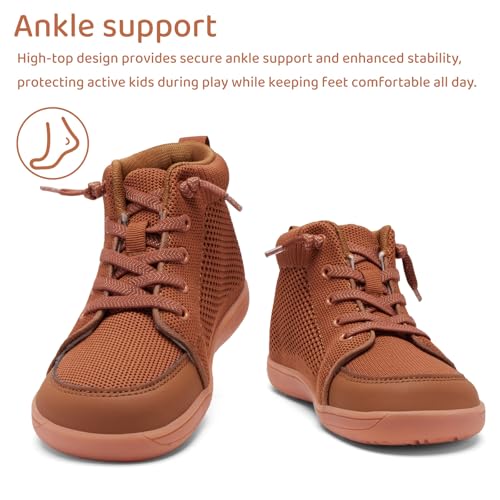 WateLves Toddler Little Kids Wide Barefoot Shoes Girls Boys Lightweight Boots Minimalist High Top Walking Shoes Breathable Comfort-Forward Ankle Support2