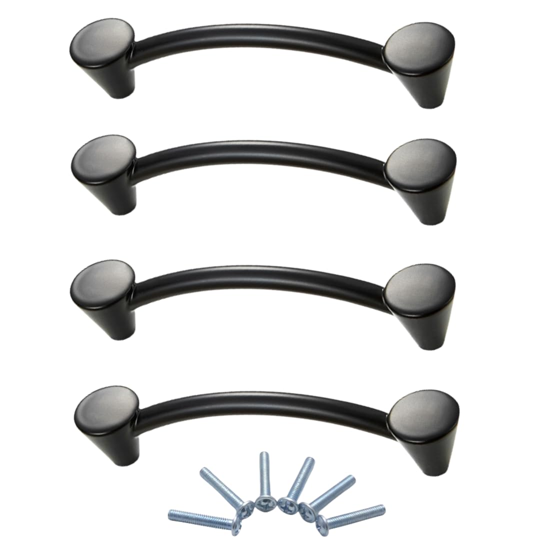 NLQCSXWEP Zinc Alloy Cabinet Bow Handle, Zinc Alloy Cabinet and Drawer Handles Matte Black Multiple Sizes 4-Pack(4203-96mm)
