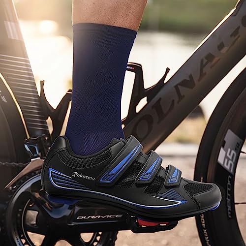 Image of Men's Cycling Shoes - 2 & 3 Bolt Look Delta Cleat Spin Bike Shoes - Compatible with SPD Clips - Perfect for Indoor & Outdoor Road Cycling