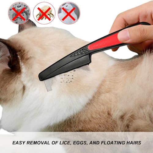 Katzenkamm,Edelstahl Sanfte Kopfhautpflege Katzenbürste,Stabiler Langlebiger Läusekamm,Hundekamm Geeignet für Reinigung Von Cat und Dog Lice Tangles flea und anderem Schmutz Schwarze Farbe Flohkamm