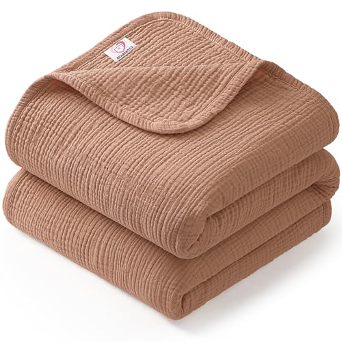 Image of Bearmoss Muslin Baby Blanket, [100% Cotton] Baby Crib Blanket, 47x47 Inches Soft Breathable Toddlers Bed Quilt for Unisex Newborns Girls and Infant Boys (Terracotta)