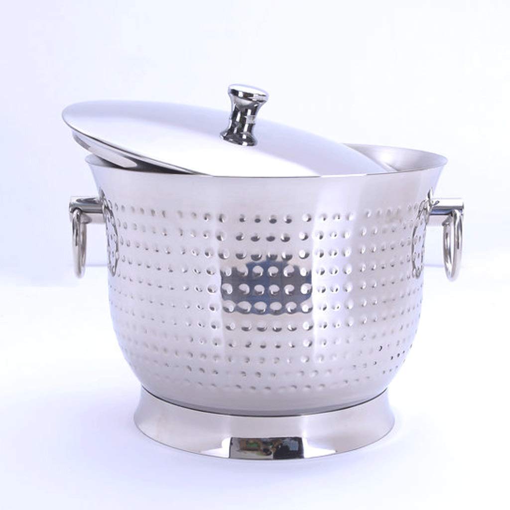 Cubeta​para Hielo, Cubo de Hielo Cubo de Hielo Grande de Acero Inoxidable con Tapa con asa Cubo de Hielo de Acero Inoxidable