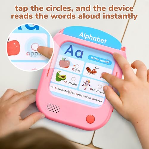 Image of JoyCat Kids Learning Tablet, Phonics Talking Flash Cards, Learn to Read with 156 Pages, 40+ Themes, 600+ Words, 100+ Interactive Games, Screen-Free Learning Toys Birthday Gifts for 2-6 Year Old