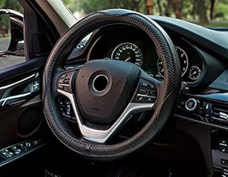 Universal Fit Leather Car Steering Wheel Cover 37-38.5CM Black