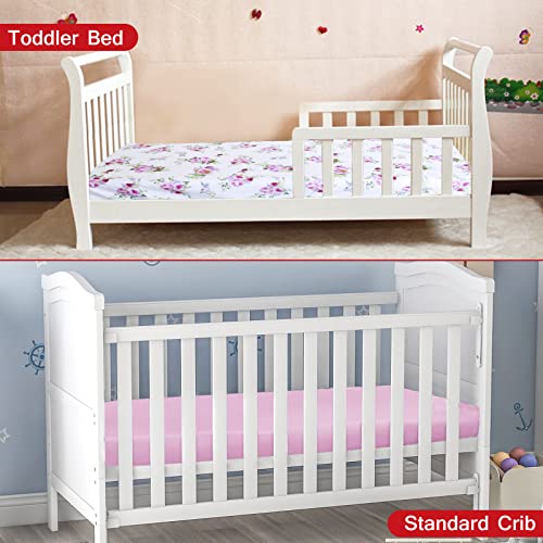 Image of Moonsea Crib Sheets for Girls 4 Pack, Fitted Crib Sheets for Standard Size Crib and Toddler Mattresses, Soft and Breathable Baby Gift Girl Set, Floral, 52 inchX28 inch