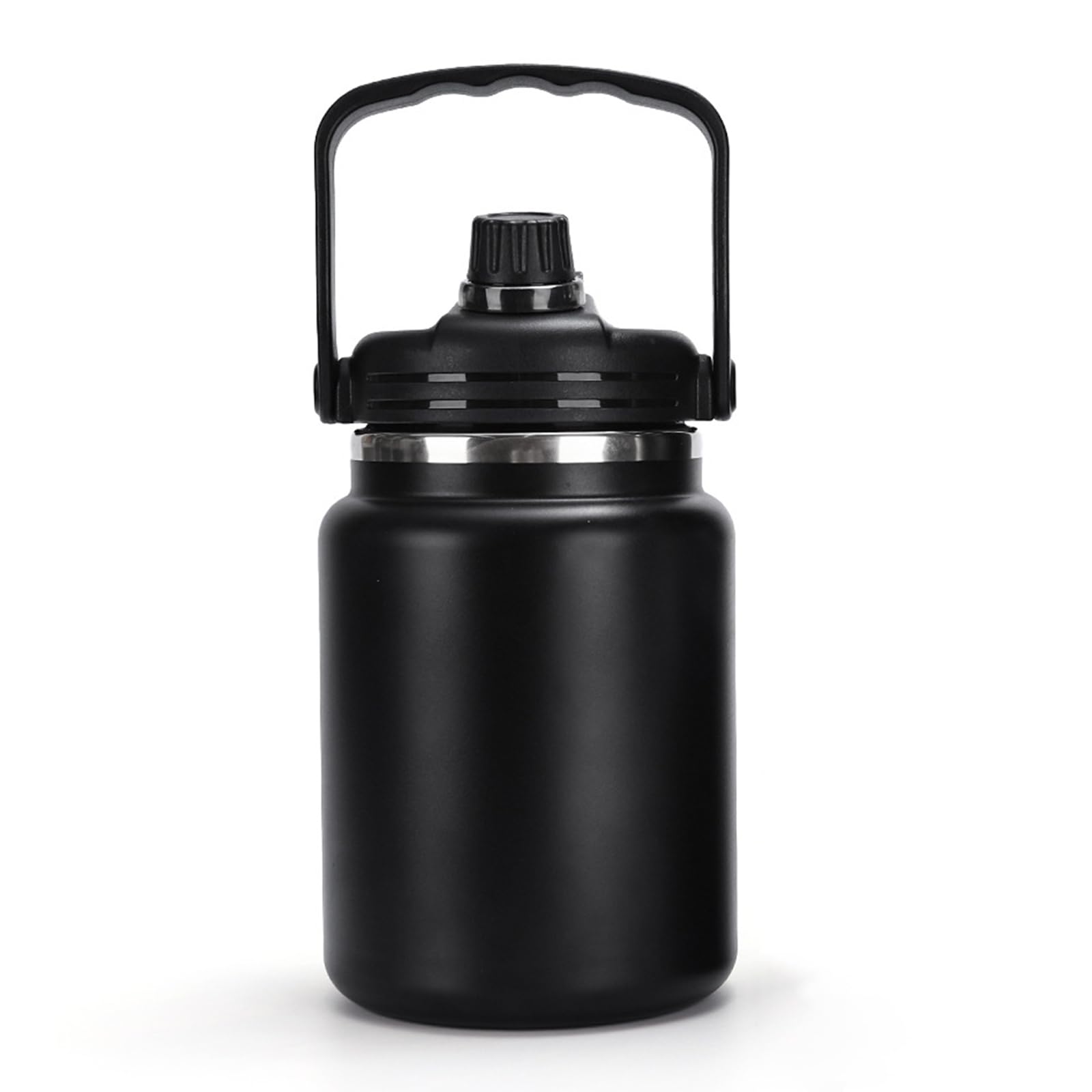 0.73 Gallon Large Insulated Water Bottle with Handle, 93 oz, Black, 2800 ml Tumbler Jug, Insulated Container, Insulated Jar, Leak-Proof, 304 SS Thermal Mug, Hot/Cold Beverages, Sports, Travel, Gym