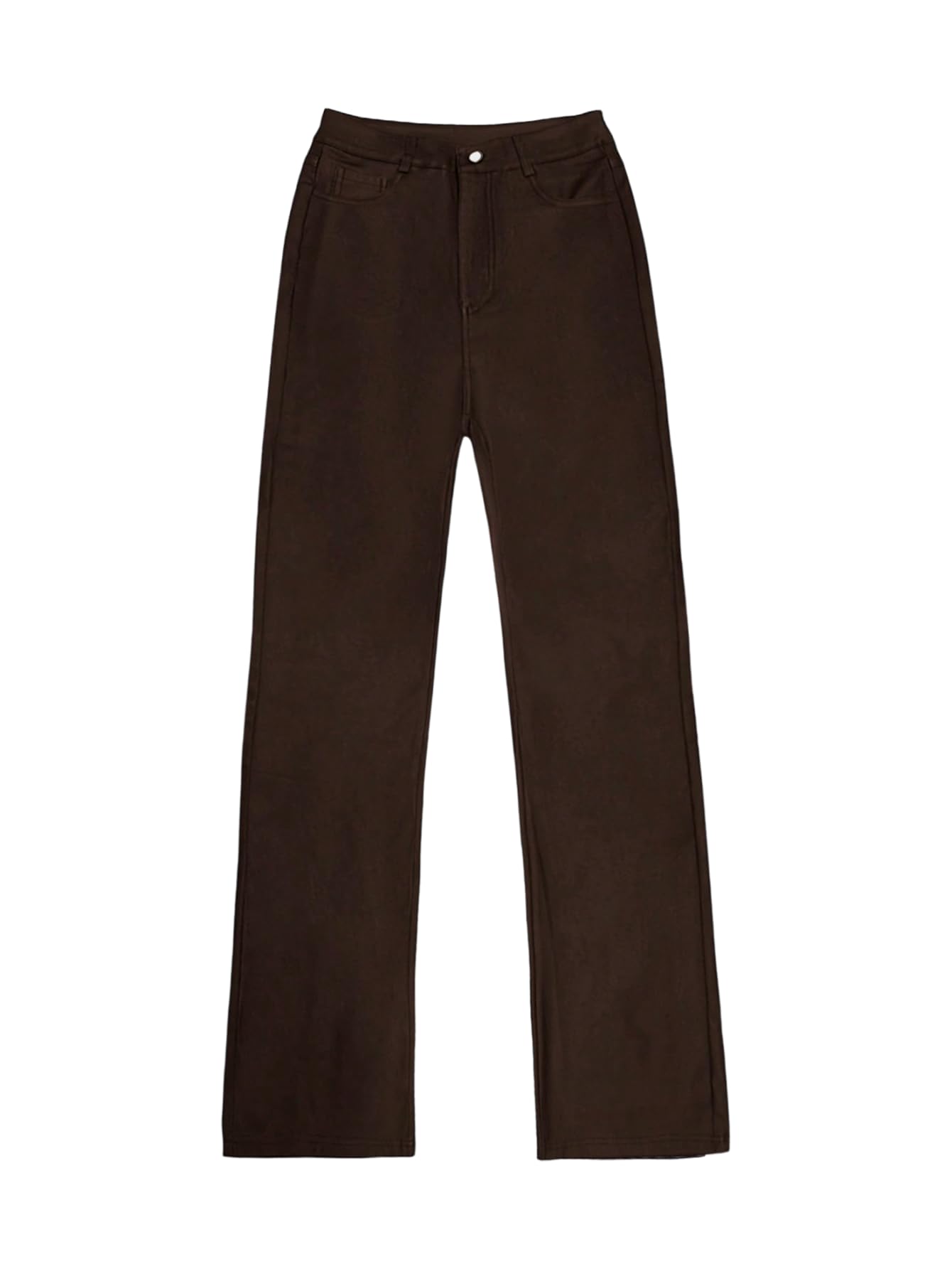 Floerns Womens Elegant Straight Leg Pants Button High Waisted Casual Trousers