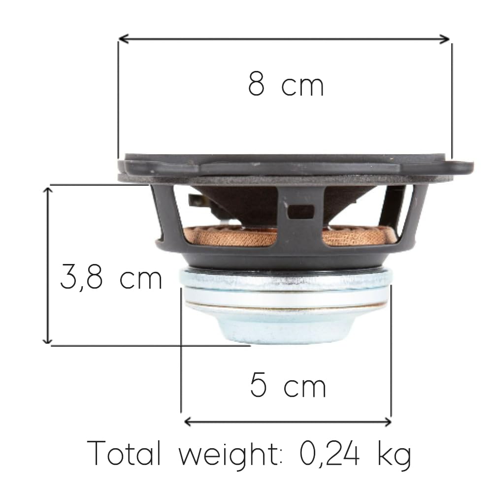 ZESTAW DO FAITAL PRO 3FE22 4 ohm 1 głośnik niskotonowy 8 cm 80 mm 3" średnica 20 watów rms i 40 watów maks. czułość 91 db, magnes neodymowy, do samochodu, 1 sztuka
