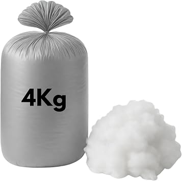 Polyester Fluff Soft Fibre Pillow Stuffing 4kg, Plush Fill Bean Bag Filler Hollowfibre Stuffing, White Fluff Fiberfill Cushion Filler 4kg