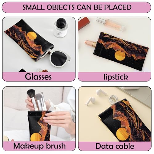 Image of 2 PCS Glasses Case Eyeglass Sunglasses Pouch Squeeze Portable Bag Soft Leather with Cleaning Cloth Women Men Girls