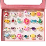 PinkSheep Little Girl Jewel Rings in Box, Adjustable, No...