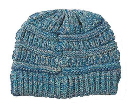 Kids Soft Cable Knit High Ponytail Winter Beanie4