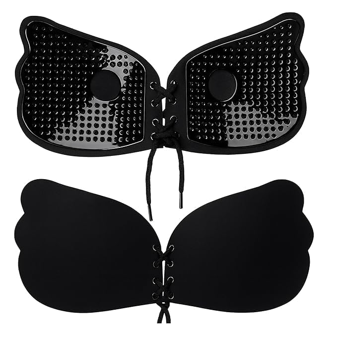 Sticky Adhesive Bra for Women | Strapless Backless Silicone Push Up Bra | Reusable Invisible Self Adhesive Bra for Dresses (in, Numeric, 28, A, Regular, Black)-picture-19