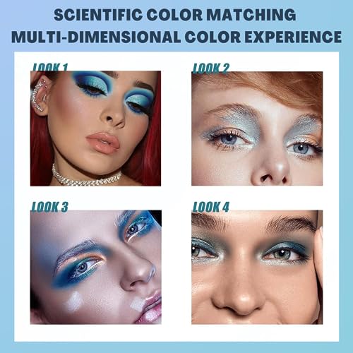 TBeautfave Blue Eyeshadow Palette, Eye Shadow Pallets for Women, Matte & Glitter Eyeshadow Palette, Shiny Sparkle Shimmer Eye Make-up Palettes Highly Pigmented Waterproof Long Lasting - Image 5