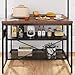 Kitchen Island with Stools, 47'' Island Table for Kitchen with Storage, Power Outlet, Bakers Rack, Microwave Oven, 5 Hooks Industrial Coffee Bar Table for Kitchen Dining Living Room(Vintage Brown)