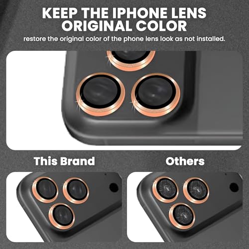 Image of ArmourPro Premium Camera Lens Protector Tempered Glass Compatible For iPhone 17 Pro Tough HD Individual Aluminum Alloy Rings 9H Camera Cover, Scratch-Resistant,Camera Lens Protection| Orange