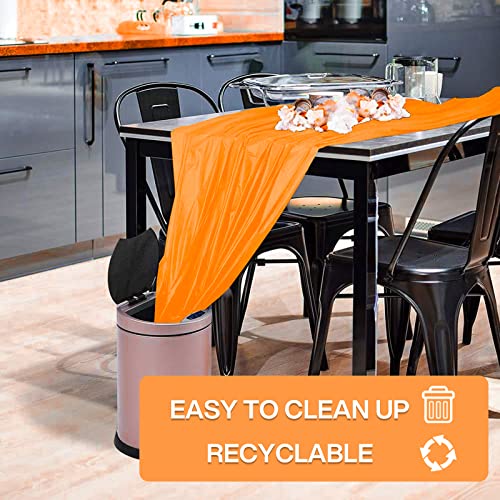 Image of PartyWoo Halloween Tablecloth, 54 x 108 Inch Orange Rectangle Tablecloth, Plastic Tablecloth for 6 to 8 Ft Table, Halloween Table Cover, Waterproof Halloween Table Clothes for Party (1 Pack)