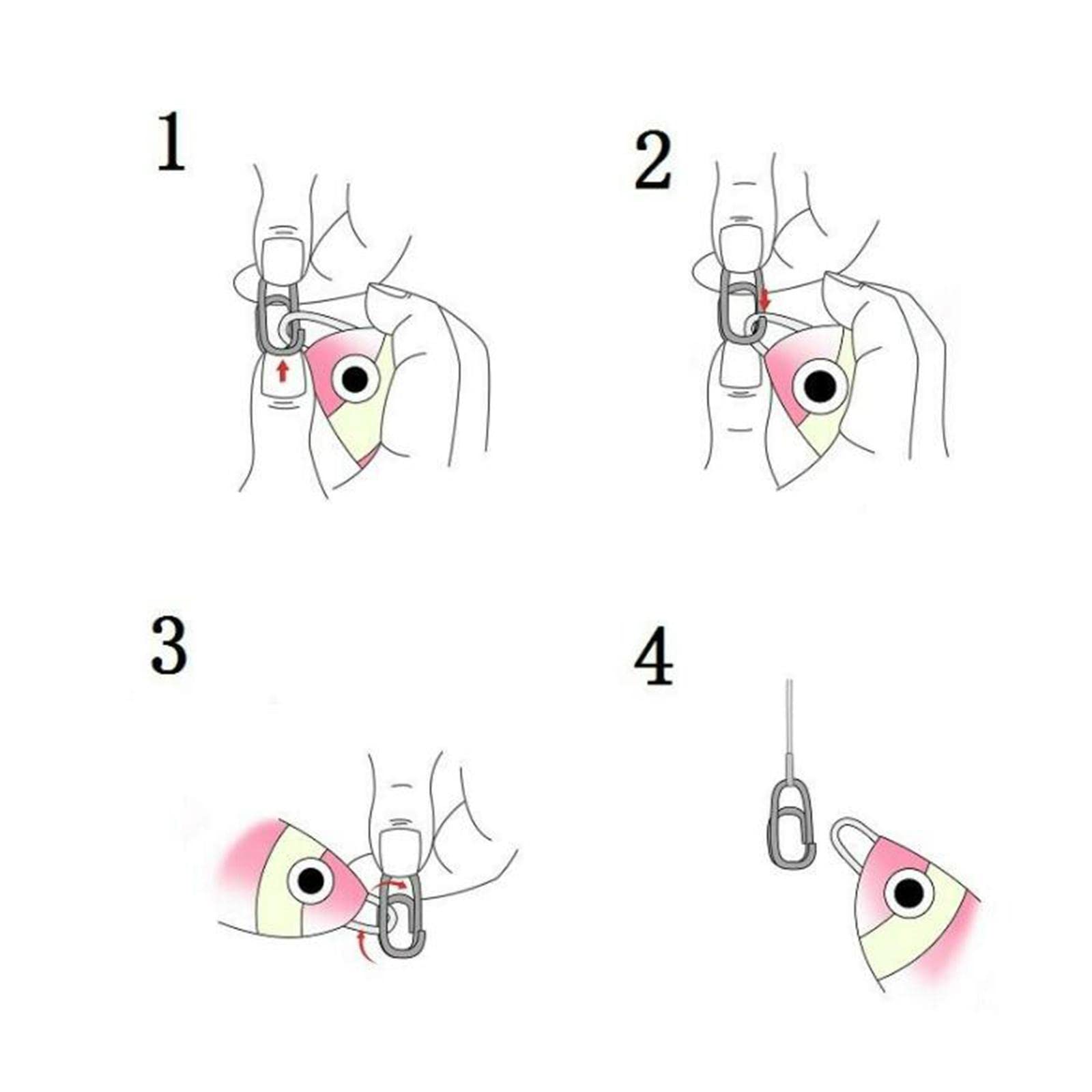 Lot de 10 émerillons de pêche à roulement à billes avec clip en acier inoxydable, connecteur Tackle 3, style 3
