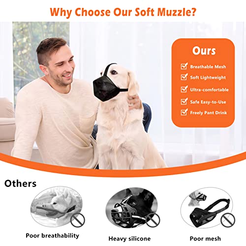 Dog Muzzle, Prevent Biting, Licking And Chewing, Soft Mesh Breathable Full Coverage Muzzle With Adjustable Straps For Small Medium Large Dogs Black X-Large #TOP6