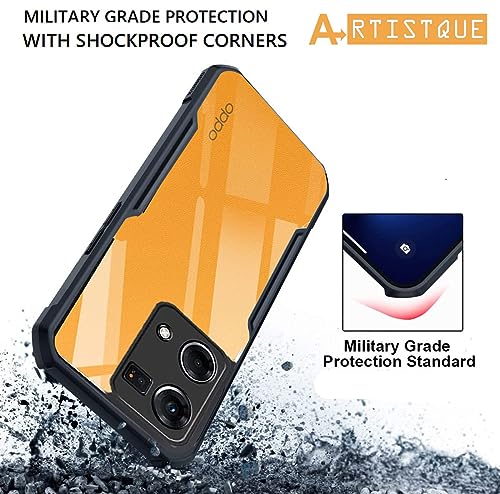 Image of A rtistque Clear Hard Transparent Acrylic Armor Anti-Drop Shockproof TPU Edge Back Cover Case for Oppo F21 Pro 4G - Black