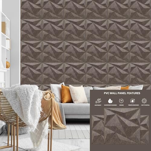 Image of Kayra Decor PVC Panel for Wall Alps Design Magnum Brown Color 19.7 inch x 19.7 inch (Pack of 40) - Covers 107.80 Sq. Ft.