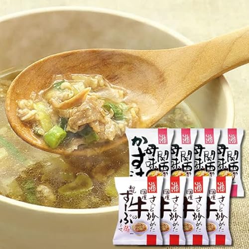 コスモス食品 関西の母の味粕汁&国産牛の和風すーぷ 各4食まとめ買いセット 化学調味料不使用 フリーズドライ 個包装