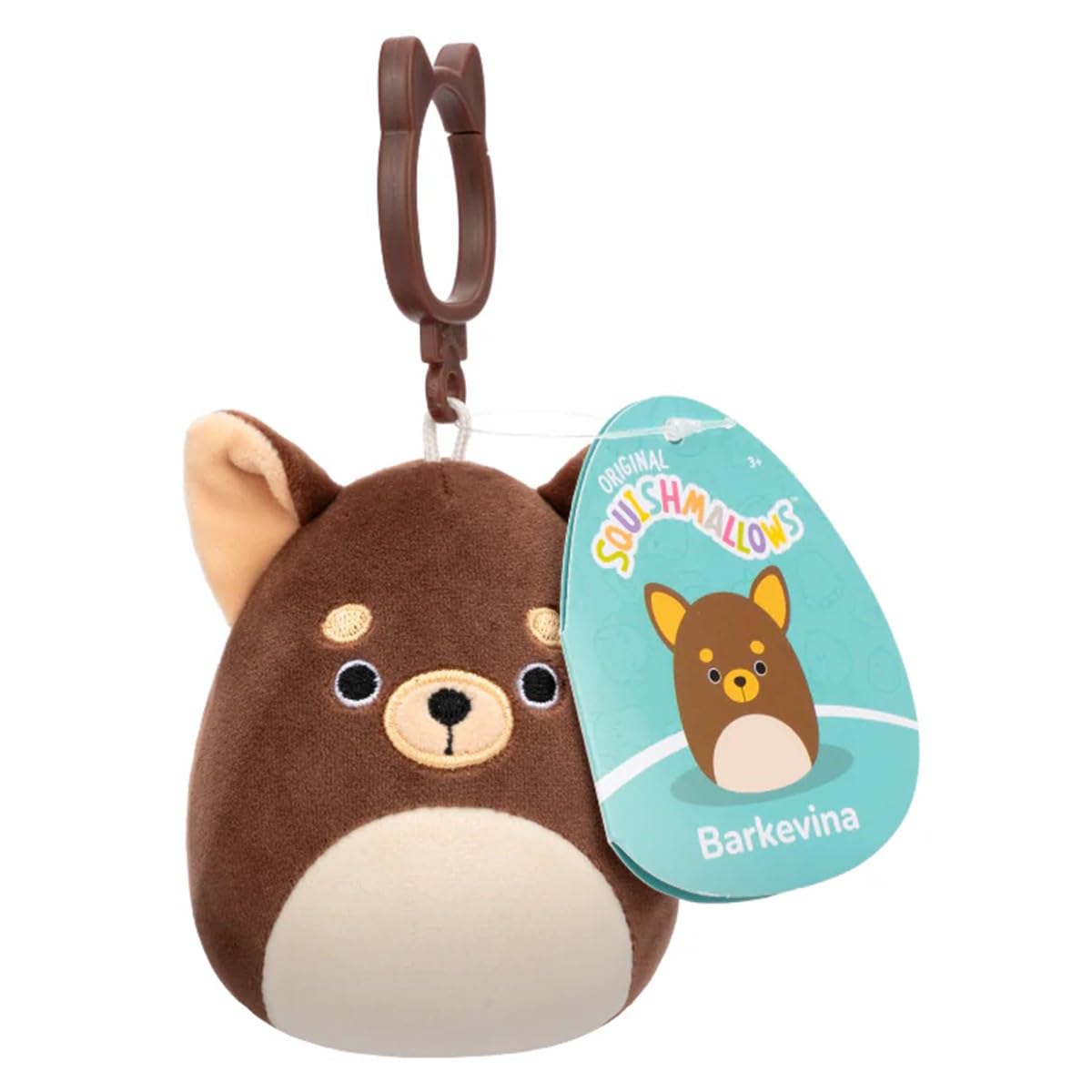 Squishmallows 3.5in Mini Clip-On - Barkevina, Brown