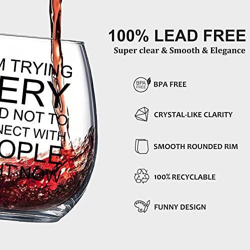 Vastsea Stemless Wine Glasses Set Of 4,Funny Wine Glass For Women With Sayings,Cute Bar Glasses,Unique Gifts For Women,Housewarming Gifts For New Home Kitchen Christmas Decor,15 Oz #TOP2