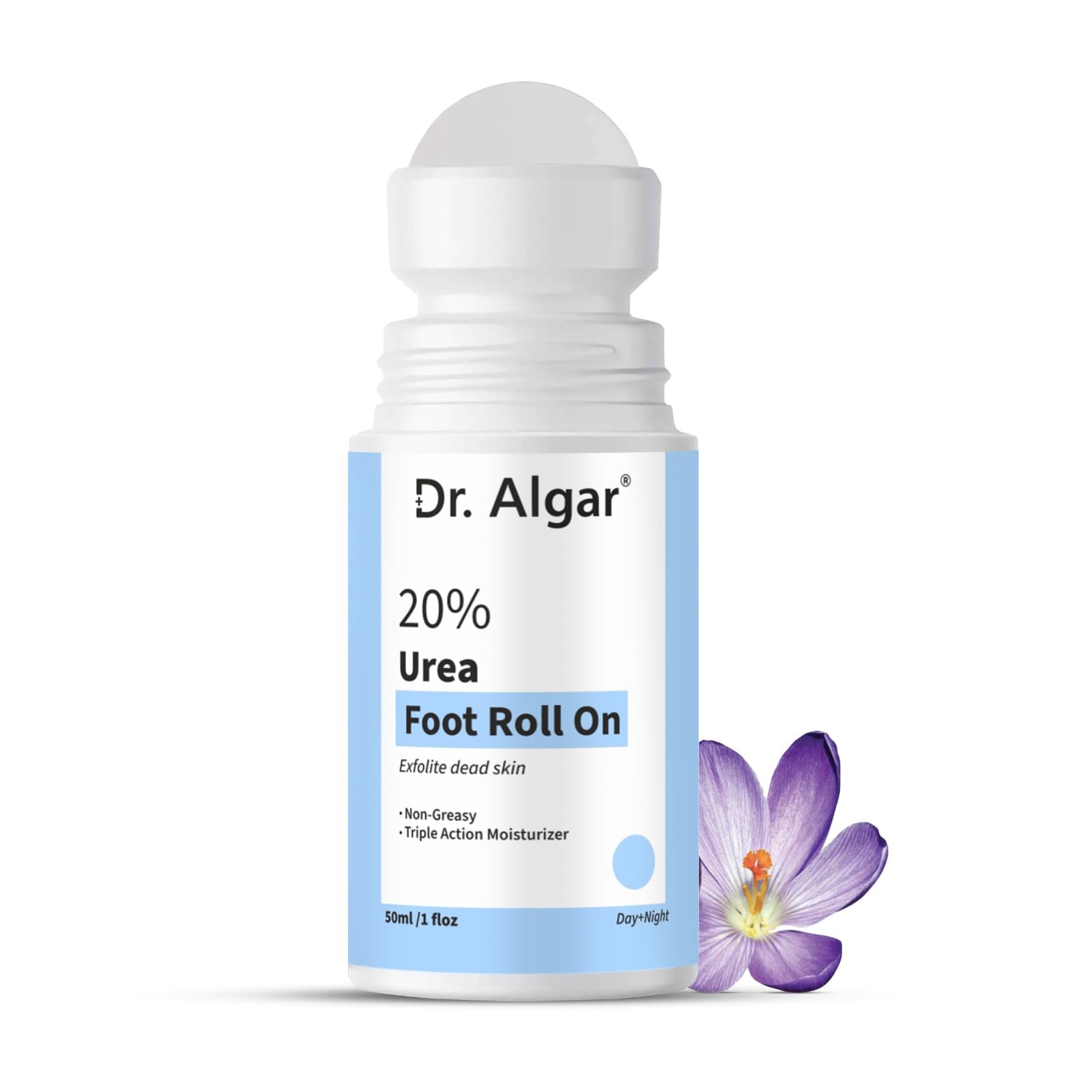 Dr. Algar 20% Urea Foot Cream Roll On 50ml | For Dry & Cracked Heels | Non-Greasy Triple Action Moisturize | Helps Repair and Moisturise Cracked Heels