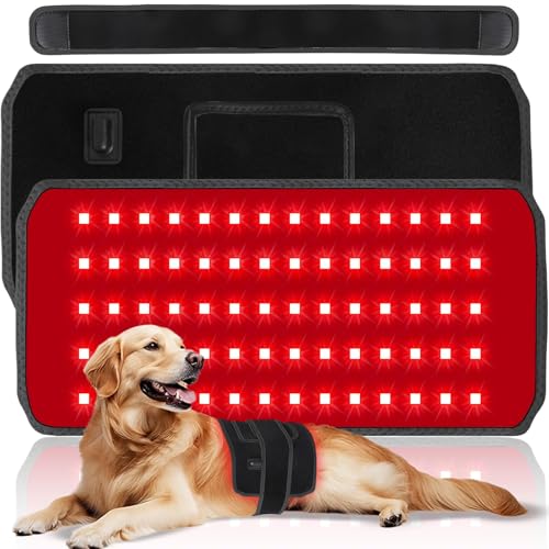 13.8*7 Red Light Therapy Belt for Dogs Body, 70 LEDs Redlight Therapy Pad Wrap with Timer, Heating Mat Products with Band for Back Belly Leg Knee Thigh, Gifts for Pets, Such as Dogs Cats