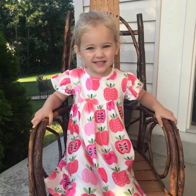 Kids Toddler Girls Back to School Dress Apple Pencil Flutter Sleeve Milk Silk Ruffle Dress Summer Clothes2