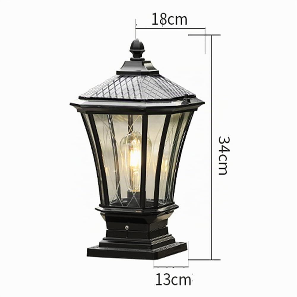 Mengjay Schwarz Außen Pollerleuchten Sockelleuchte Retro Wegeleuchten Aussen Antik E27 Wasserdichte IP44 Aluguss Glas Lampenschirm Garten Pfad Terrasse Hof Boden Säulelampe.