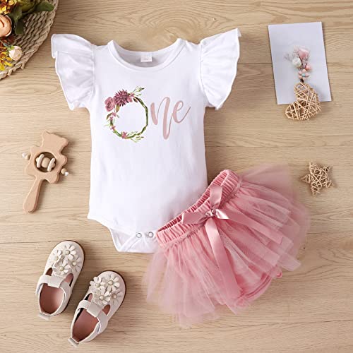 DDDHL Roupas de verão para meninas 2023 para meninas com estampa floral de desenho e manga voadora (