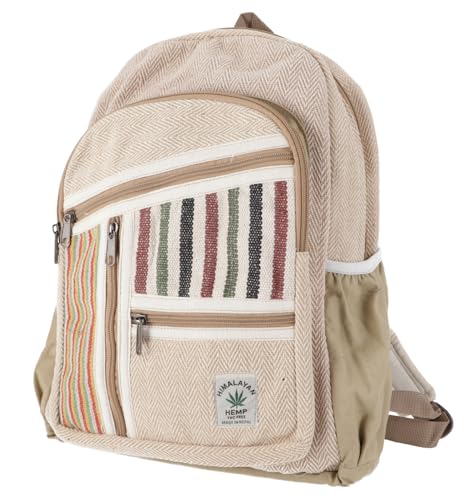 GURU SHOP Mochila de Cáñamo Etno: Nature beige rayas  Unisex   Adultos  Color  Elcáñamo