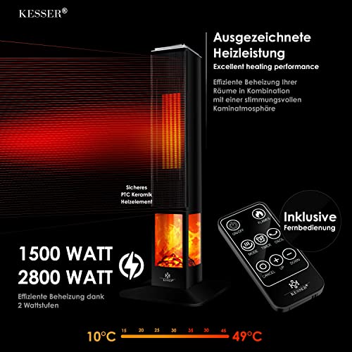 Kesser Turmheizstrahler mit Fernbedienung und Oszillationsfunktion