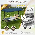 3 Seat Outdoor Patio Porch Swing with Stand and Adjustable Canopy - Image 3