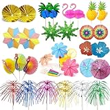 [12 Styles]Drink Umbrellas Cocktail Picks Coconut Palm Cocktail Umbrellas Firework Drink Stirrers Tropical Cocktail Sticks for Drinks Fruit Hawaiian Party Decorations Cocktail Accessories.36 PCS
