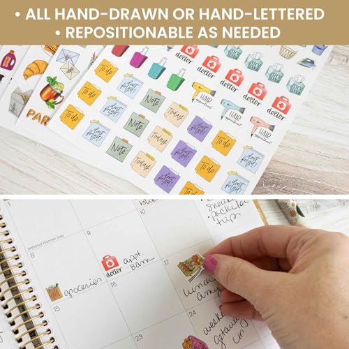 bloom daily planners Hand-Drawn Everyday Essentials Planner Stickers (535 Stickers) - Vintage Style Variety Pack for Decorating, Planning, Scrapbooking - Thumbnail 5
