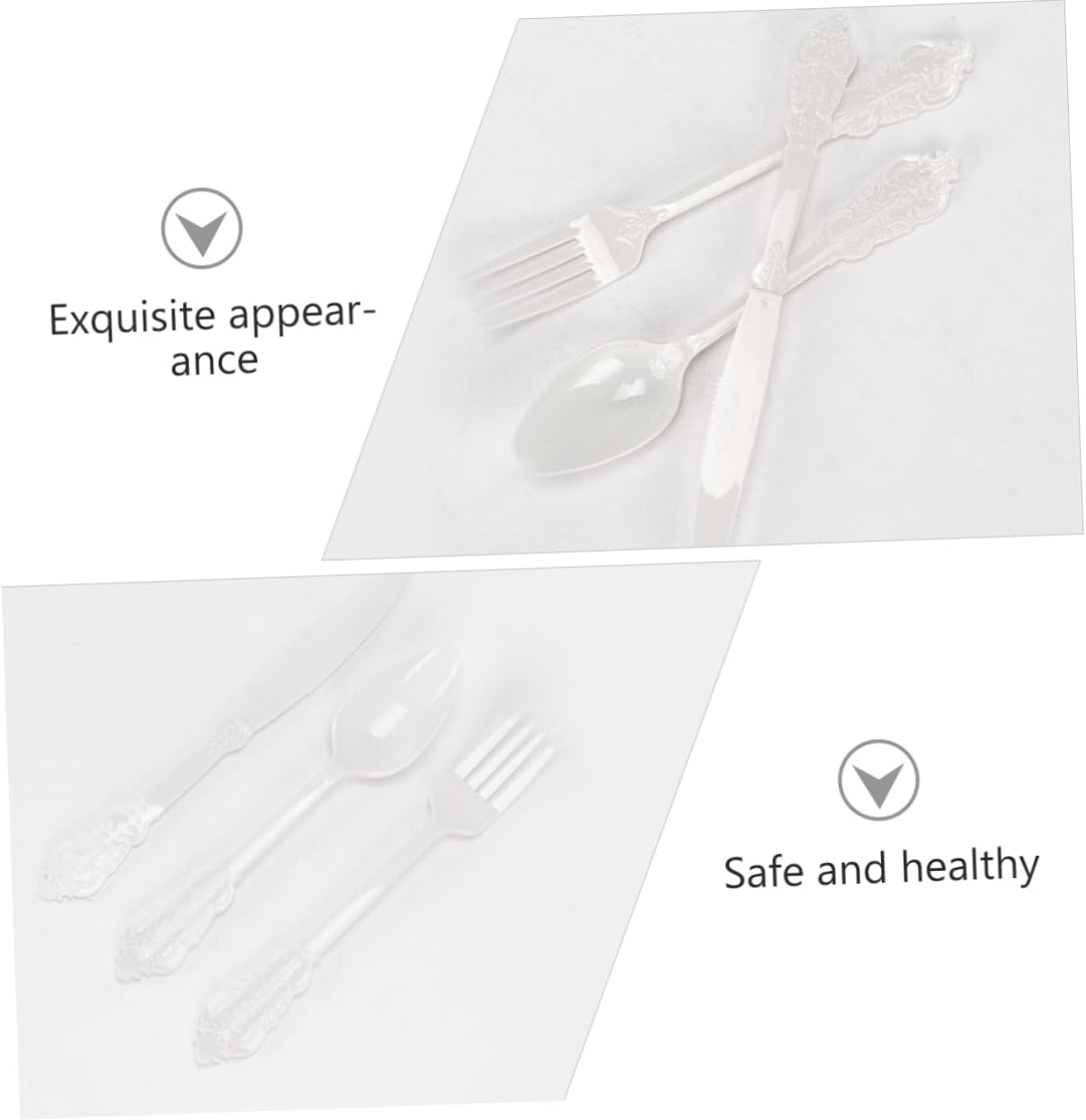 12Pcs Plastic Cutlery White Kitchen Utensils for Parties Weddings Showers and Daily Use Includes Knives Forks Spoons and Convenient