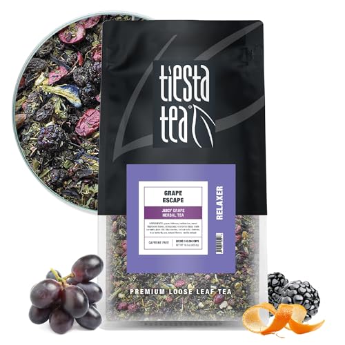 Image of Tiesta Tea - Grape Escape, Loose Leaf, Juicy Grape Herbal, Non-Caffeinated Fruit Tea, Make Hot or Iced Up to 200 Cups, 16 oz Resealable Bulk Pouch