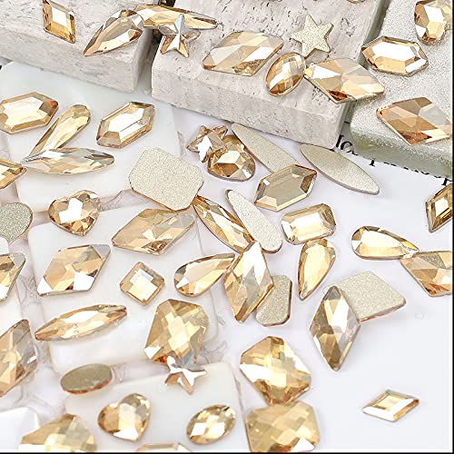 4880Pcs Champagne Rhinestones For Nails, Gold Crystal Nail Rhinestones Round Beads Flatback Glass Gems Stones, Multi Shapes Rhinestones 3D Nail Crystals For Nail Art Diy Crafts Clothes Shoes Jewelry #TOP4