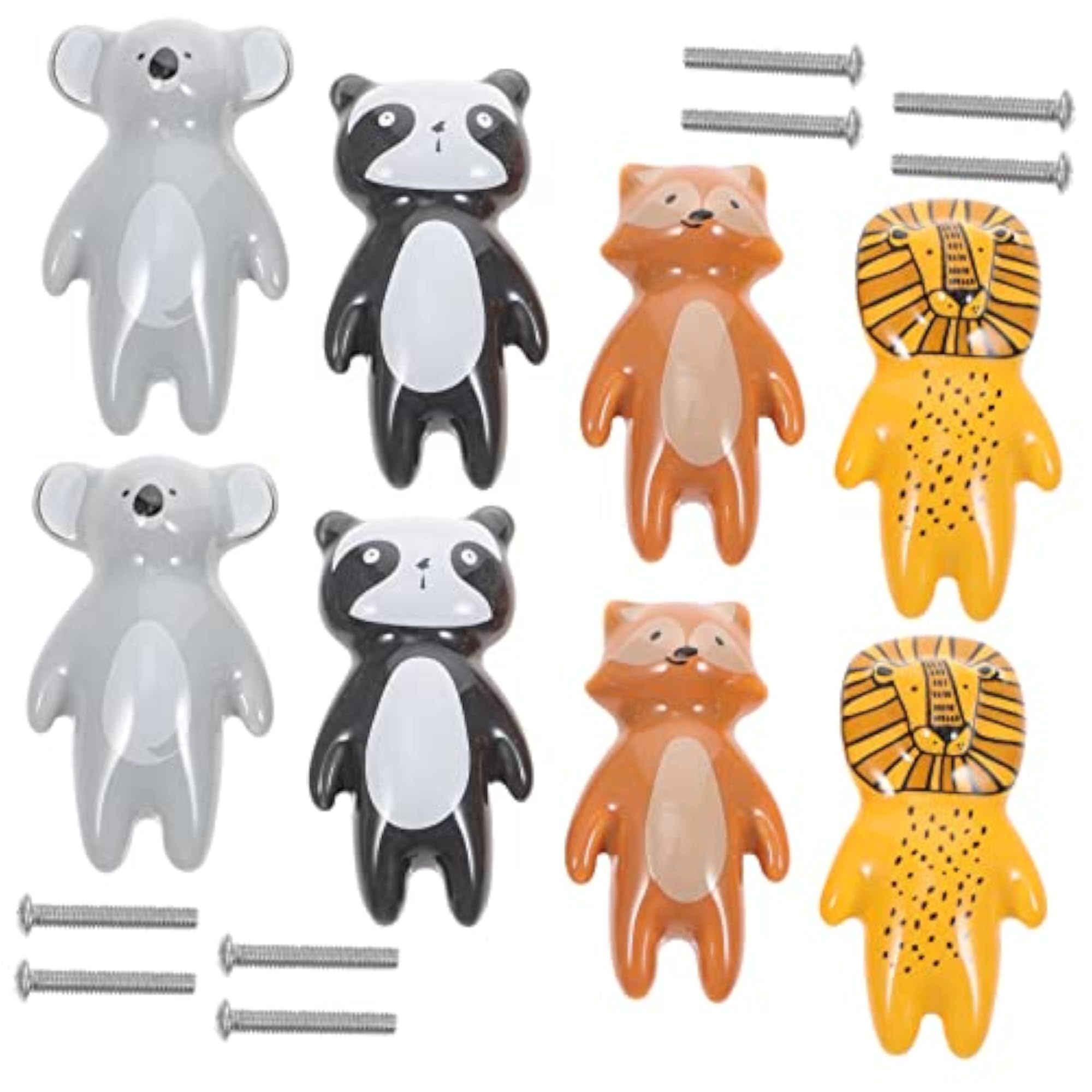8pcs Animal Design Ceramic Handles for Cabinet Doors, Replacement Knobs