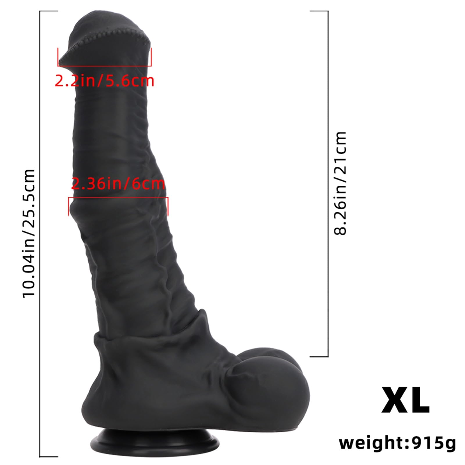 Gode Géant Monstre avec Ventouse Puissante pour Femmes et Couples, 6 Tailles, Noir XL