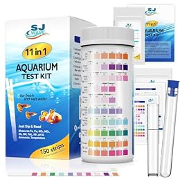 11 in 1 - Aquarium Test Strips | 950 Tests - 150 Strips | Fish Tank Aquariums Water Test Kit & ebook | Aquarium Thermometer | Fish Tank Water Testing Kit Includes 50 Ammonia Strips | Versatile Usage