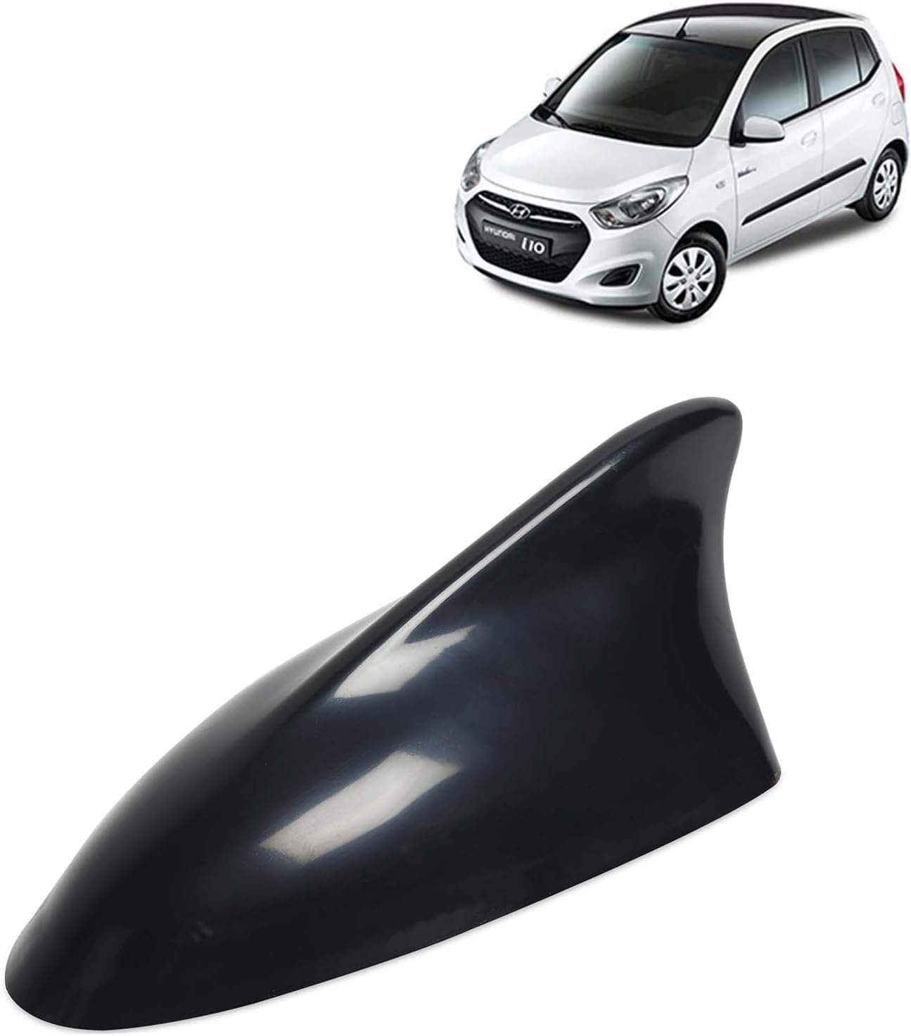 KINGSWAY Accessories Shark Fin Car Antenna Universal Size and Compatible with Hyundai I10 Year 2010 to 2013, Car Radio FM AM, DIY Easy Replacement Original Car Antenna, 1 Piece, Black Color
