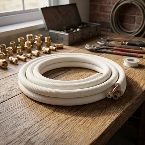GLFLOW Kupfer- AC- Rohr, 2 m, verdicktes reines Kupfer, Klimaanlagen- Verbindungsrohr mit Isolierung, UV- beständig, für Split- Typ- Modelle KF23- KFR28-4