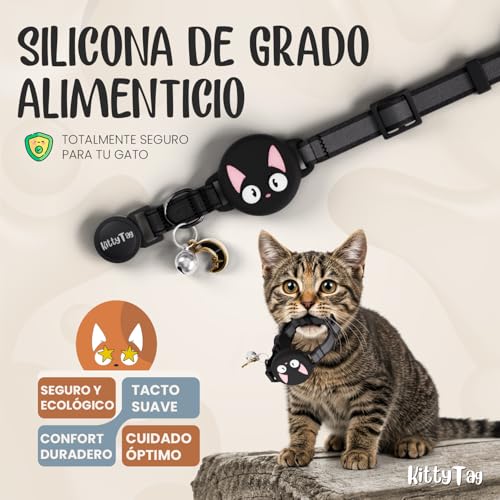Miniatura 5 de Kittytag - Collar De Gato Con Accesorio Compatible Con Airtag Apple,Reflectante Y Luminoso Gps Con Anti Estrangulamiento, Ajustable, Gps Airtag No Incluido