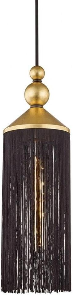 Mitzi H300701-GL/BK Scarlett-1-Light Pendant in Style-5 Inches Wide by 16.75 Inches High, Finish Color: Gold Leaf, Shade Color: Black, Installation: Traditional