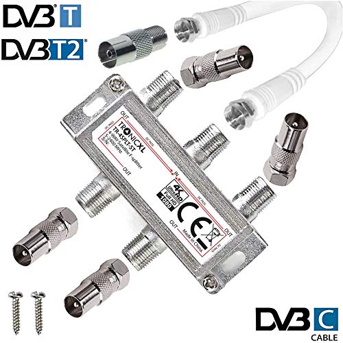 Miniatura 5 de Tronicxl Distribuidor De Antena Iec De 4 Vías, Para Cable De Tv, Cable Sat Bk, Divisor De Televisión Por Cable, Compatible Con 4 Enchufes Hd, Por Ejemplo, Para Unitymedia Vodafone Netcologne Netaachen